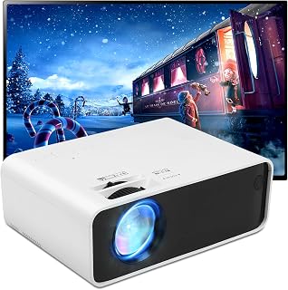Mini Home Projector, 8000 Lumens Full HD Native 720P with 300'' Projector Screen, Portable Projector Compatible with iOS/Andriod Phone/TV Stick/PC/DVD/HDMI/USB/TF Card/U Disk 2.0/VGA