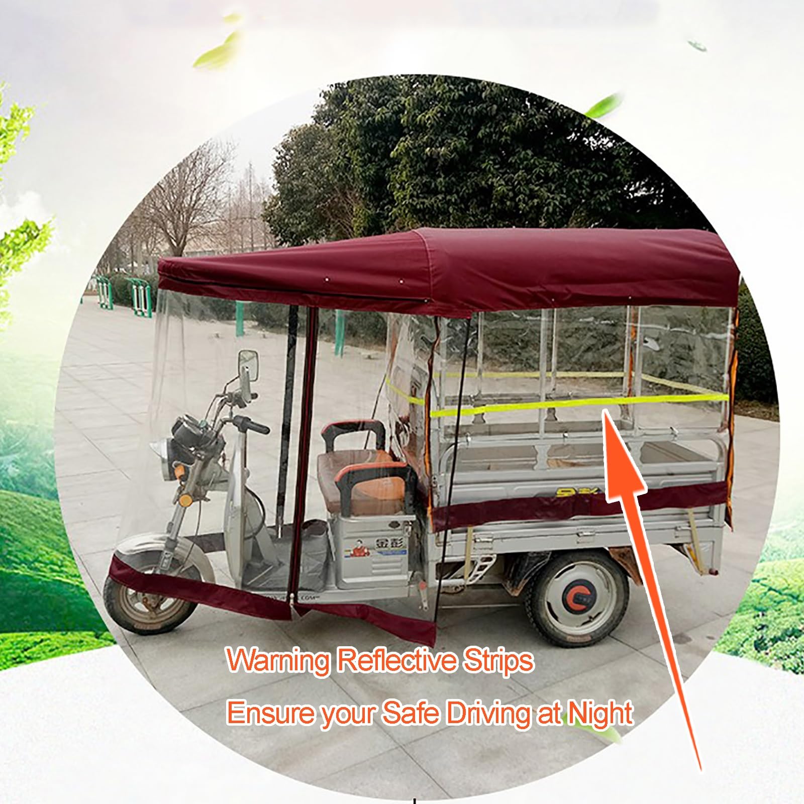 Generico Telo Copri-Triciclo Elettrico, telone Impermeabile per Bici da carico a 3 Ruote, tendalino Antipioggia e Parabrezza, Protezione per Triciclo per Adulti (Dimensioni: L: 140 cm/55 Pollici L: 9