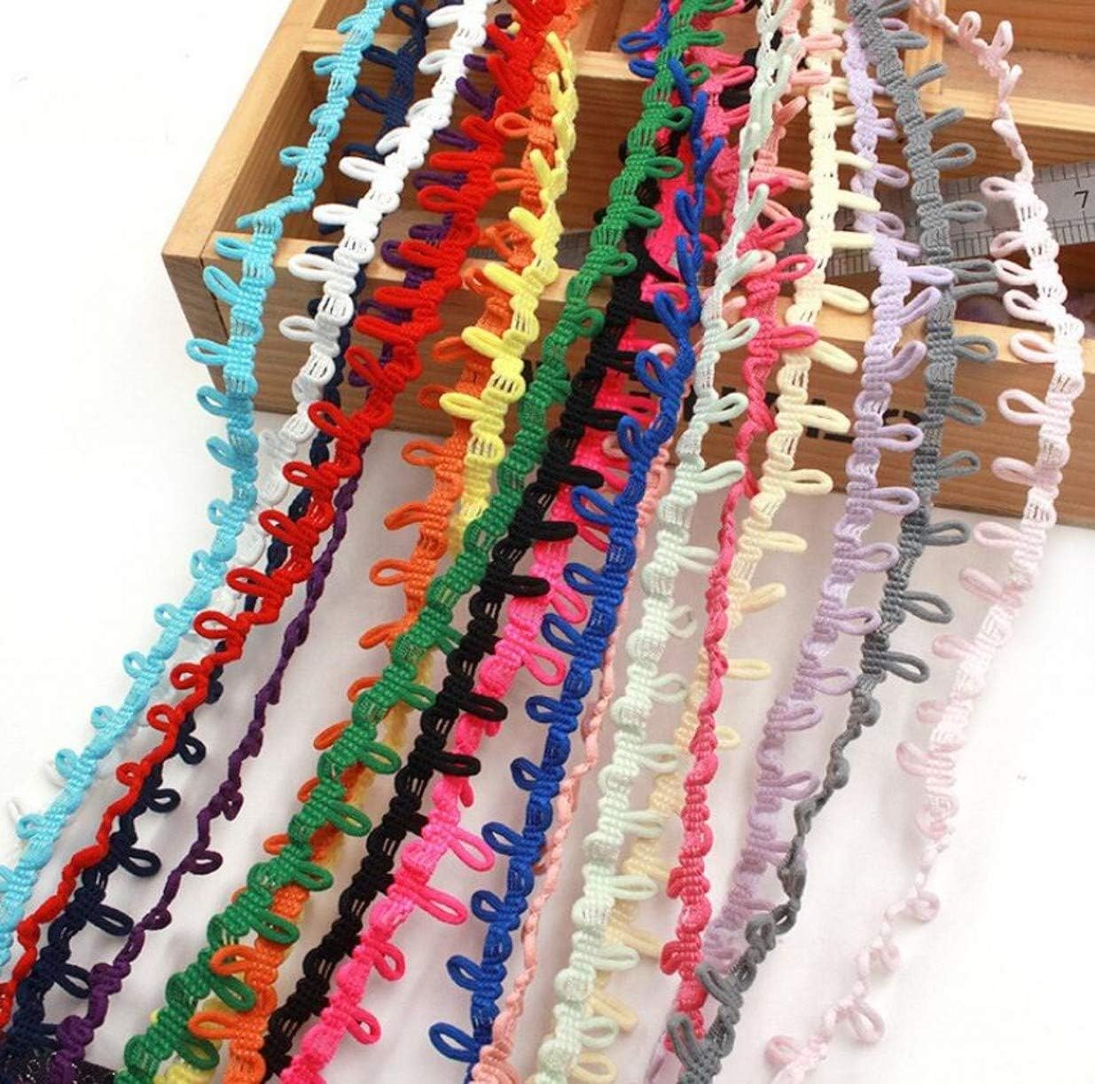 WellieSTR 18 Color Loop Lace Edge Corset Button Braid Cord Ribbon 15mm Width Vintage Style Edging Trimmings Fabric Embroidered Applique Sewing Craft Wedding Bridal Dress DIY Decoration (1.1 Yards per