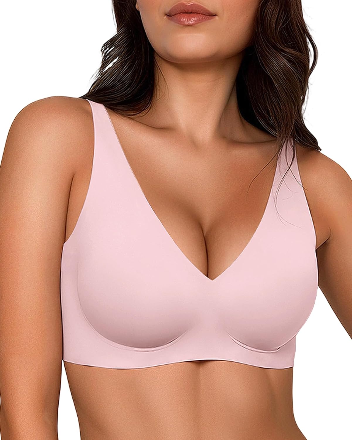 Gailife Deep V Jelly Bras for Women No Underwire Wireless Seamless Push Up Bra Comfort Support Plunge Bralette Full Coverage