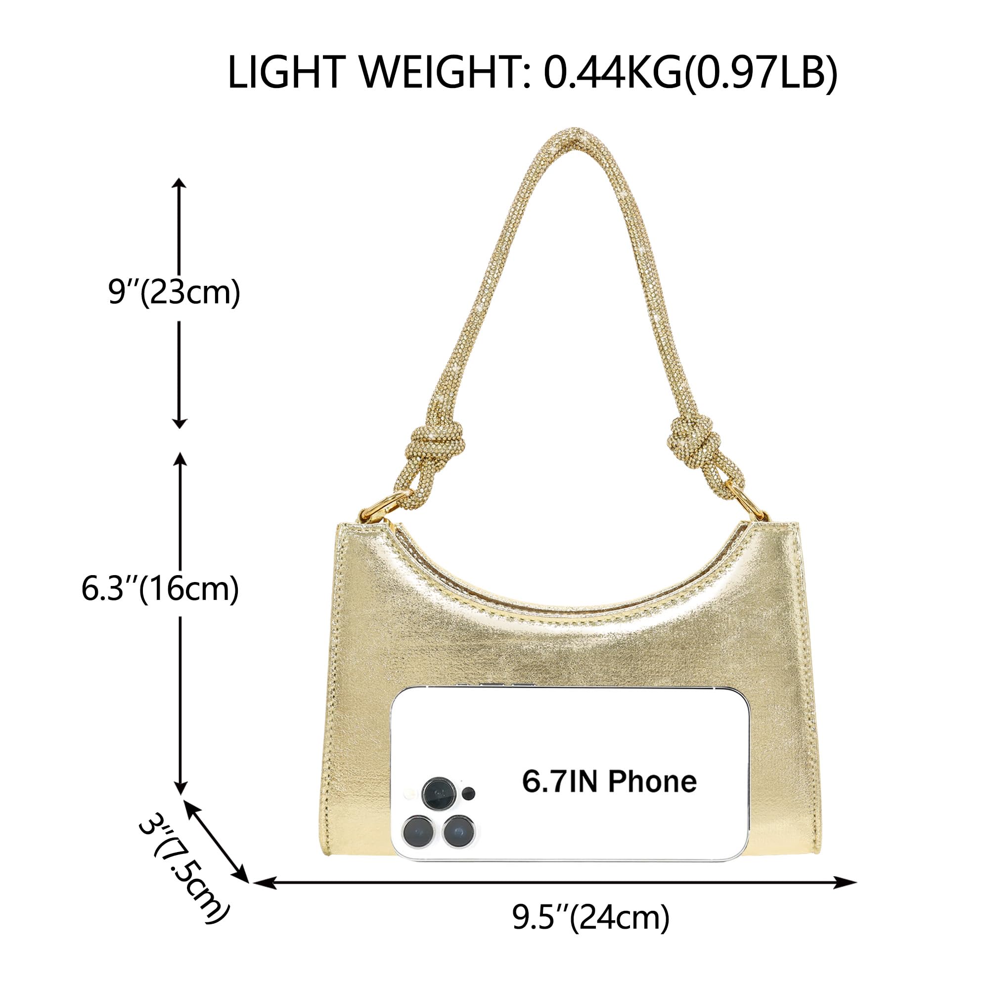 Damen Clutch Elegante Schultertasche Handtasche Hobo Abendtasche Crossbody Clutch mit Glitze Tragegurt