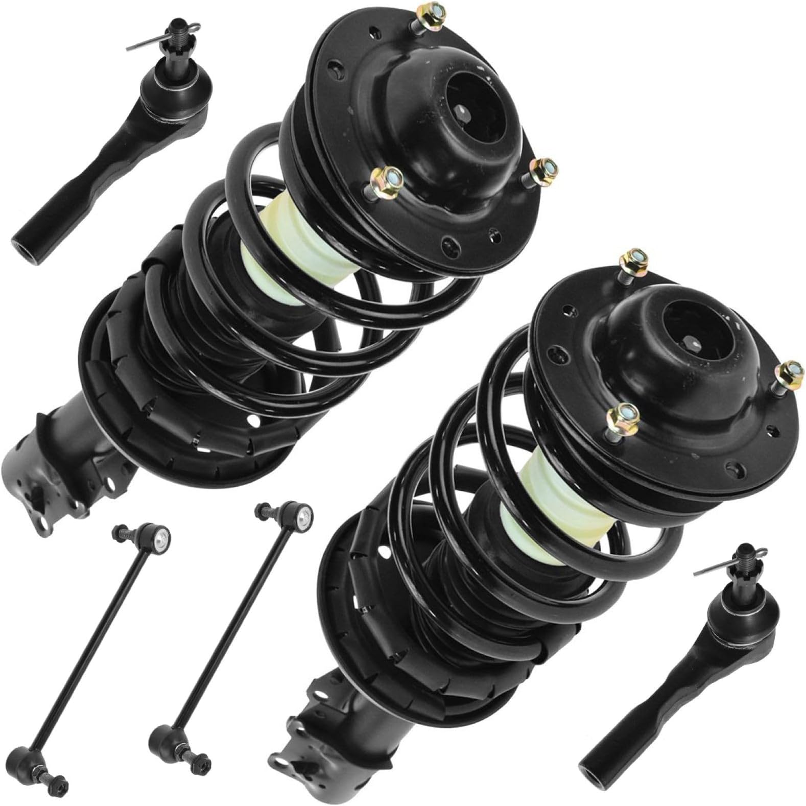 6 Piece Kit Shock Strut Coil Spring Outer Tie Rod Sway Bar End Link LH RH