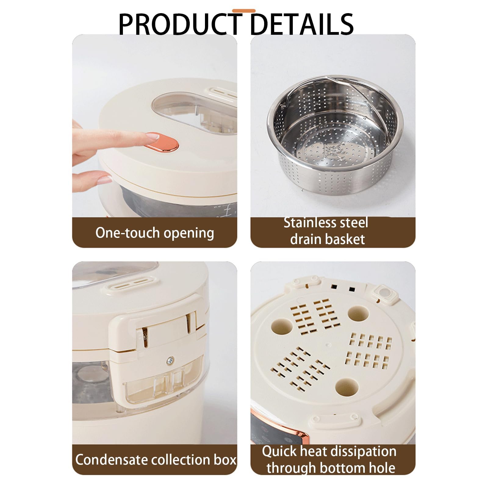 Arrocera de vidrio de 2 litros con cesta de filtro automático, control táctil, temporizador de 24 horas, ideal para cocinar arroz, granos y avena