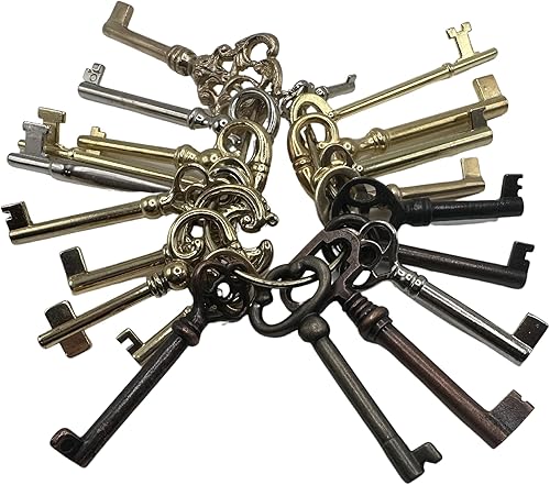 Miniatura 3 de Juego de llaves de esqueleto pequeño, funciona solo con orificios de cerradura de 12 pulgada, llaves vintage genéricas de barril hueco para muebles