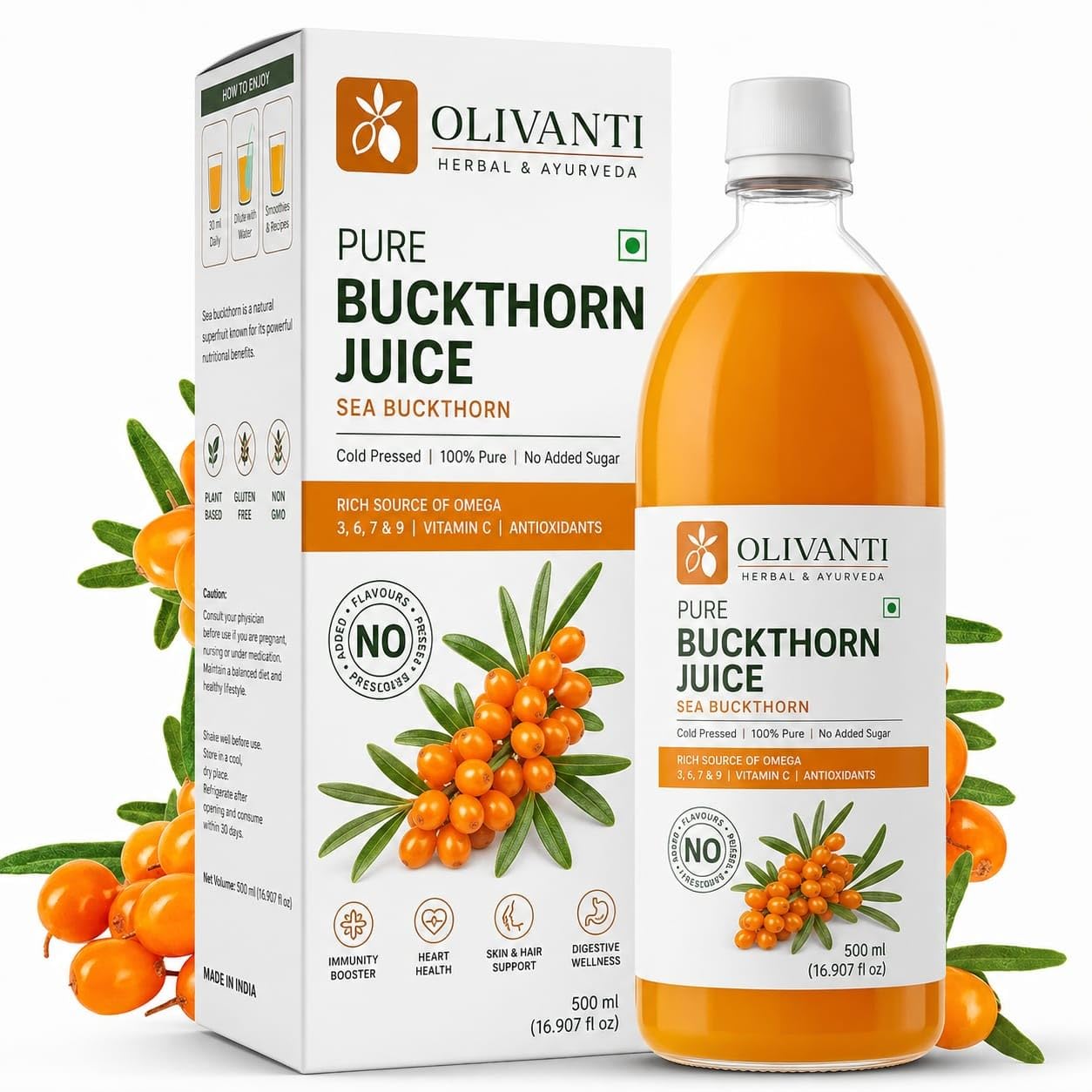 Sea Buckthorn Herbal Juice 500ml | Nutrient-Rich Wellness Drink | Natural Omega 3, 6, 7 & 9 | No Added Sugar | No Artificial Extracts-image-24