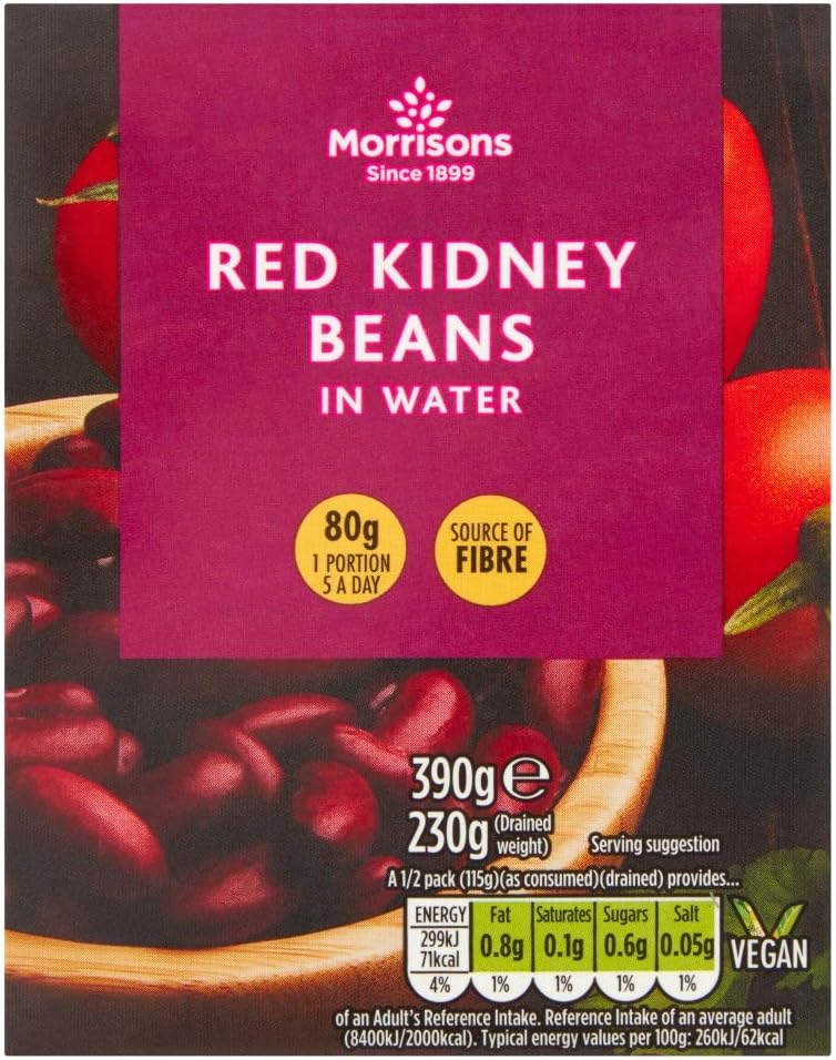 Morrisons Red Kidney Beans In Water, 390g Amazon.co.uk Grocery