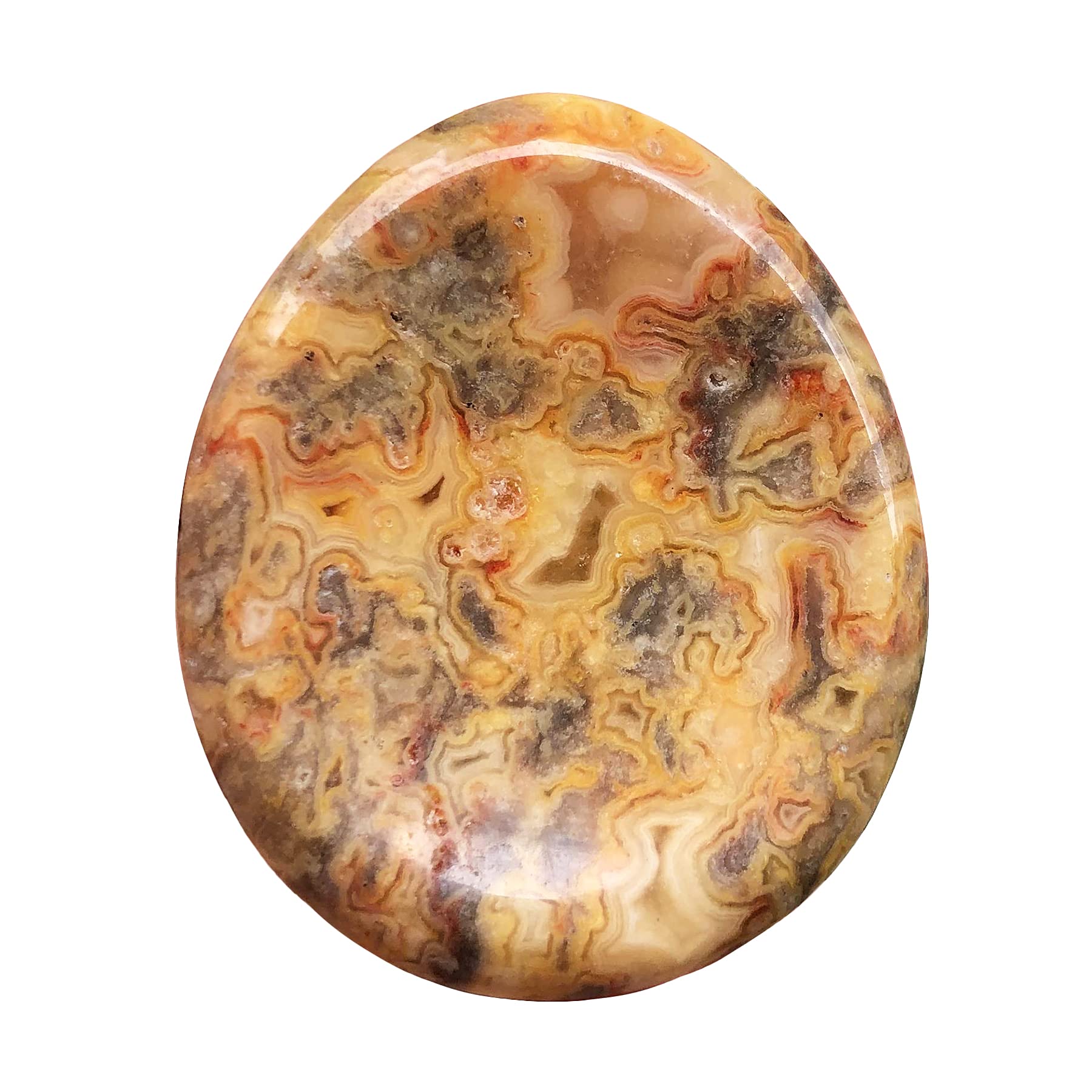 FekuarNatural Crazy Agate Crystal Thumb Worry Stone, Hand Carved Healing Crystal Teardrop Pocket Stones for Anxiety Stress Relief Meditation