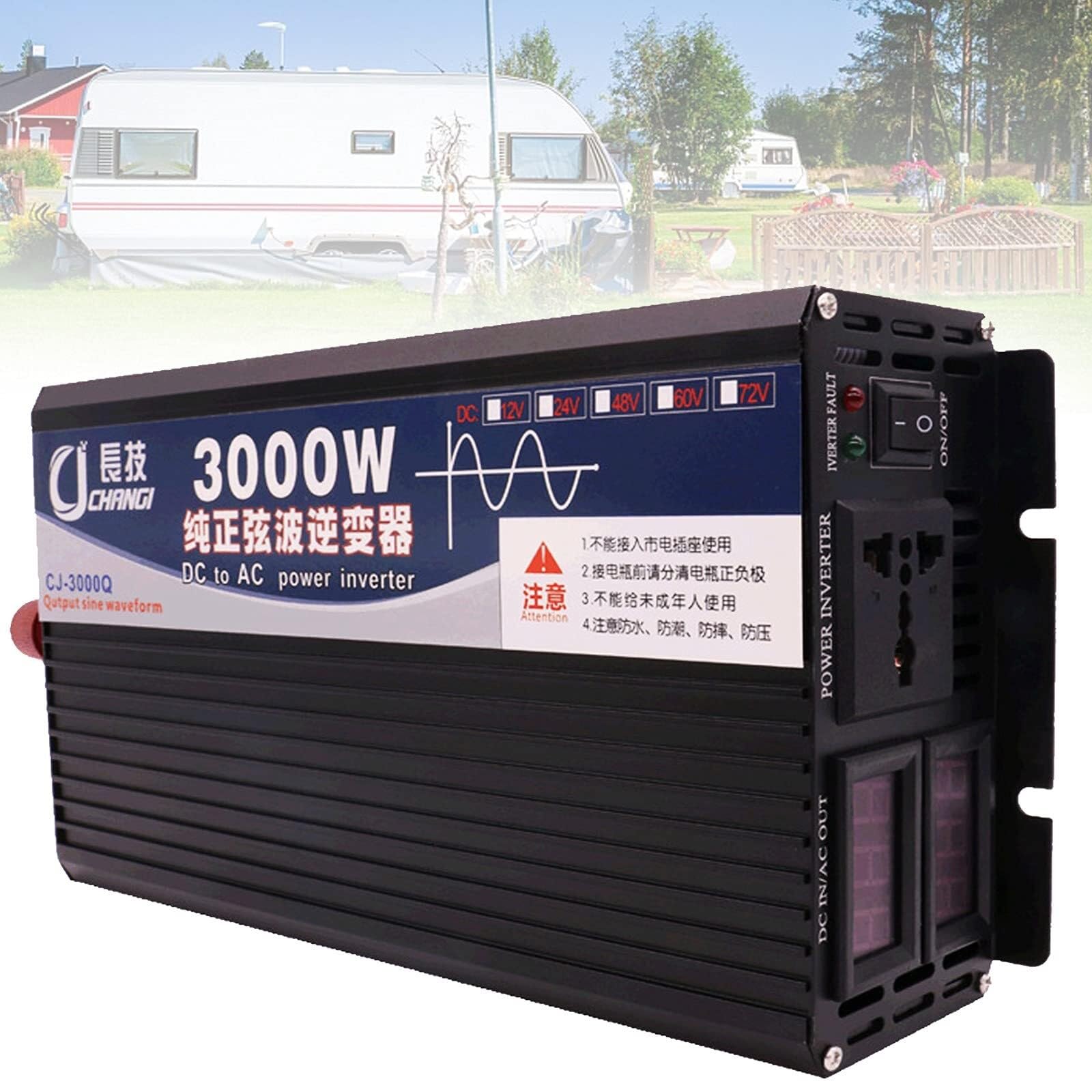 CZVJUKBYP Pure Sine Wave Inverter 3000w 4000w 5000w Power for Car Converter Dc 12v 24v 48v 60v to Ac 110v 220v Split(12Vto110V,3000W)