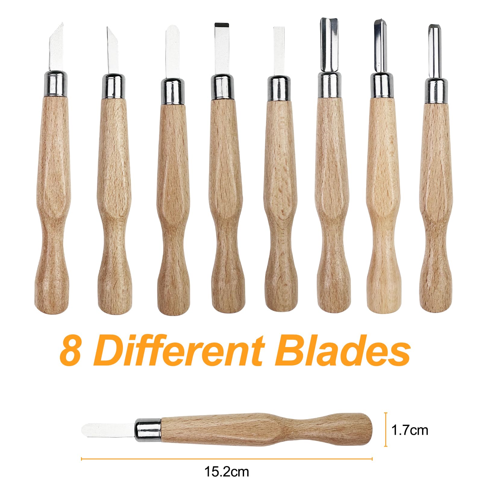 Deluxe S15X Set De Couteaux De Sculpture Sur Bois Avec étui En Cuir - Kit De Sculpture Sur Bois
