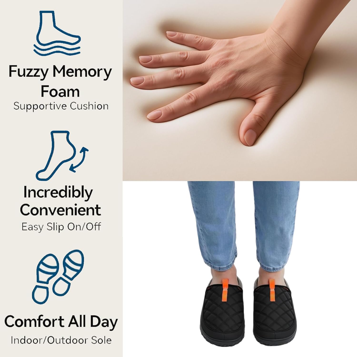 Kricely Mens House Shoes, Slip-On Indoor&Outdoor Slippers with Memory Foam Non-Slip Sole, Fuzzy Comfortable Loafers for Men - Image 3