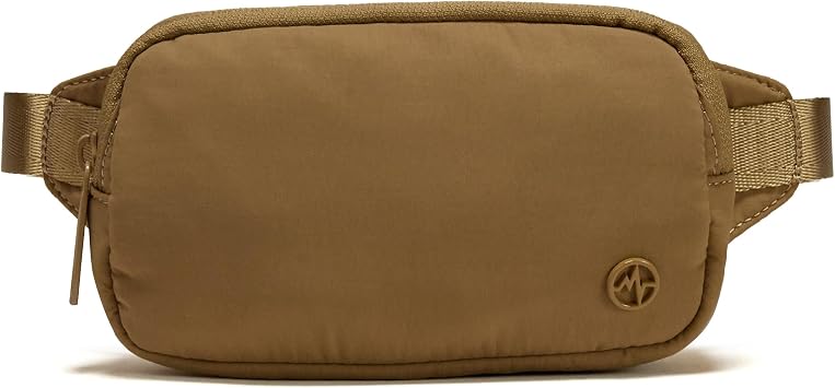 Pander Mini Belt Bag Ultra Compact, Fits 6.7 Phone, Lipstick, Earbuds, Essentials, Small Crossbody Waist Purse, Brown Allspice