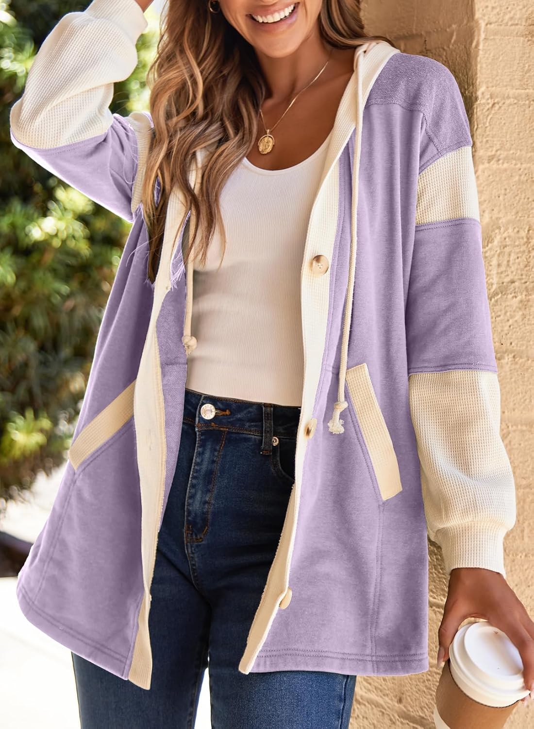 SHEWIN Jackets For Women Casual Long Sleeve Button Down Hoodies Shackets Womens Fall Fashion 2025