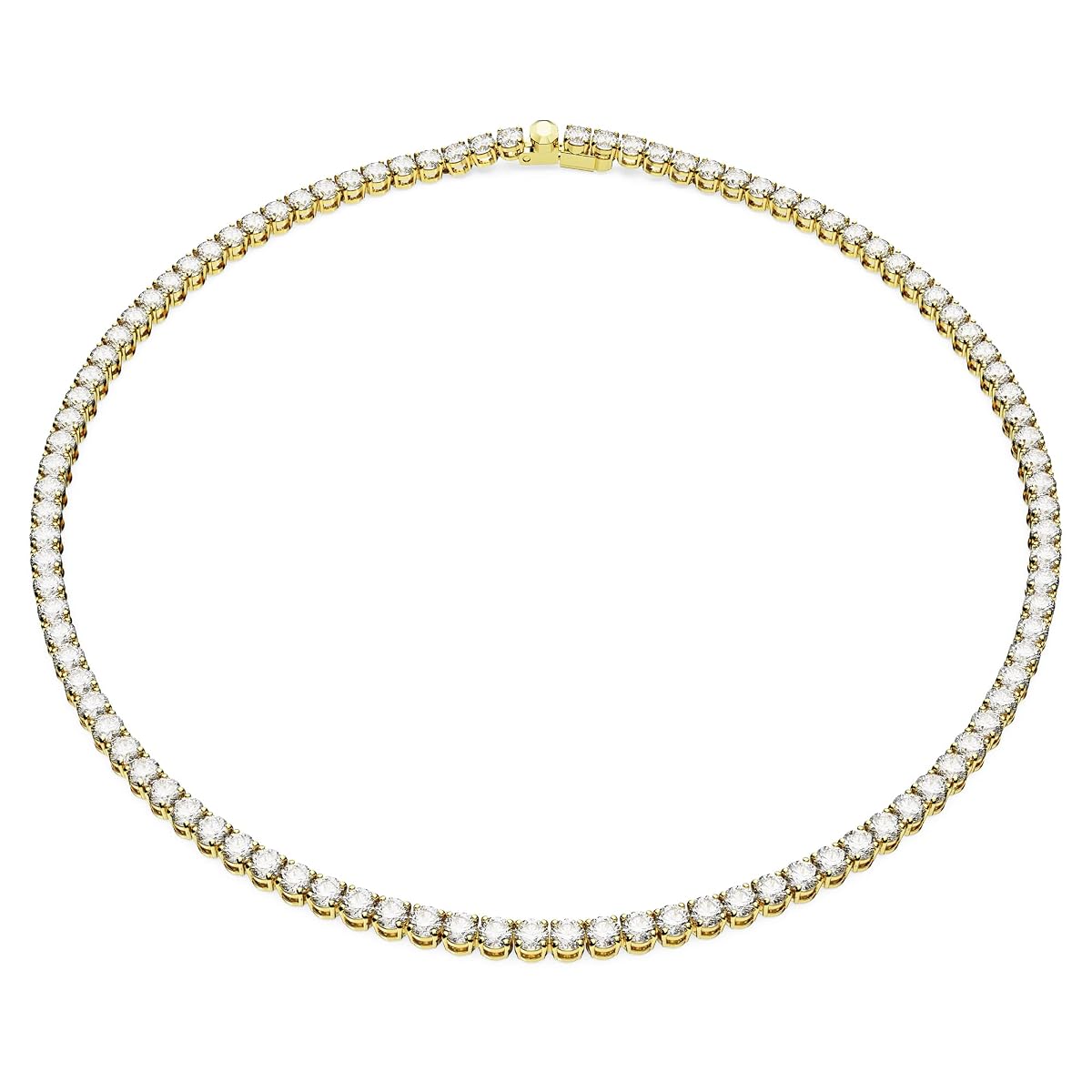Swarovski Matrix Tennis Necklace, White, Gold Coated, Crystal