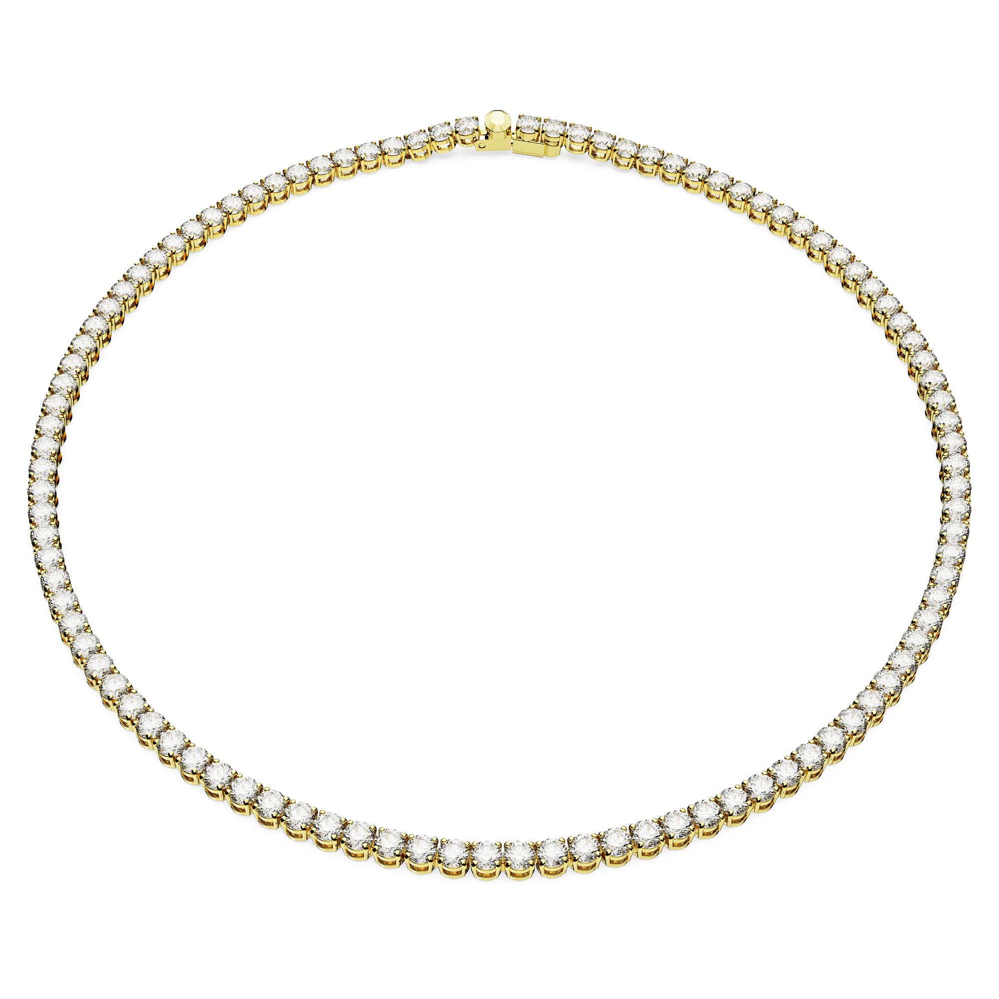 Swarovski Matrix Tennis necklace, Round cut, White, Gold-tone plated