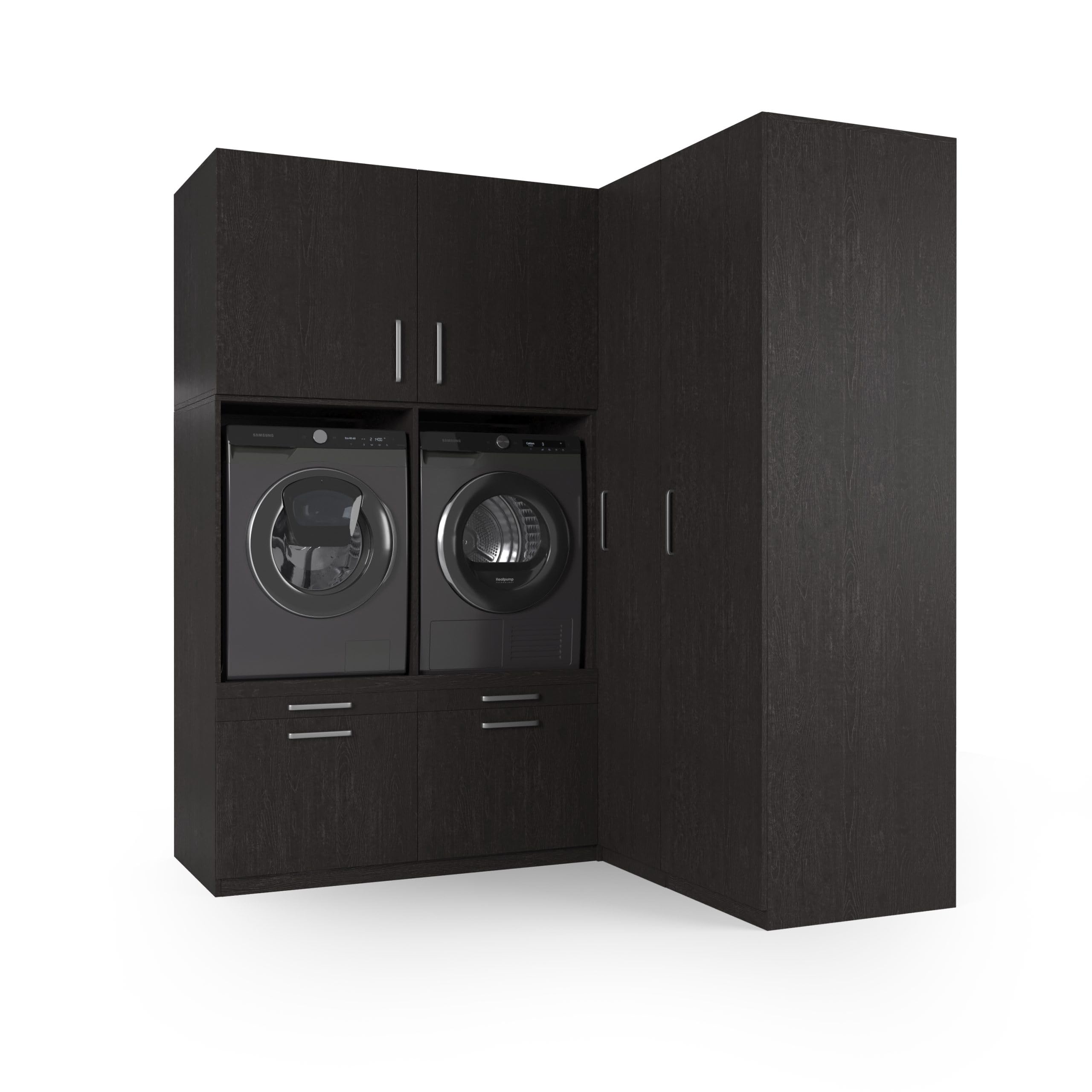 Lavadora Gabinete Milan - Lavadora elevadora - Conversión a máquina - 700(D)*2030(B)*2350(H) mm - Negro - Diseño elegante, que ahorra espacio y ergonómico - Fácil de colocar
