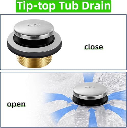 Miniatura 15 de Juego de desagües dorados para bañera con punta de desagüe con placa frontal de desbordamiento de dos agujeros, kit de drenaje de conversión