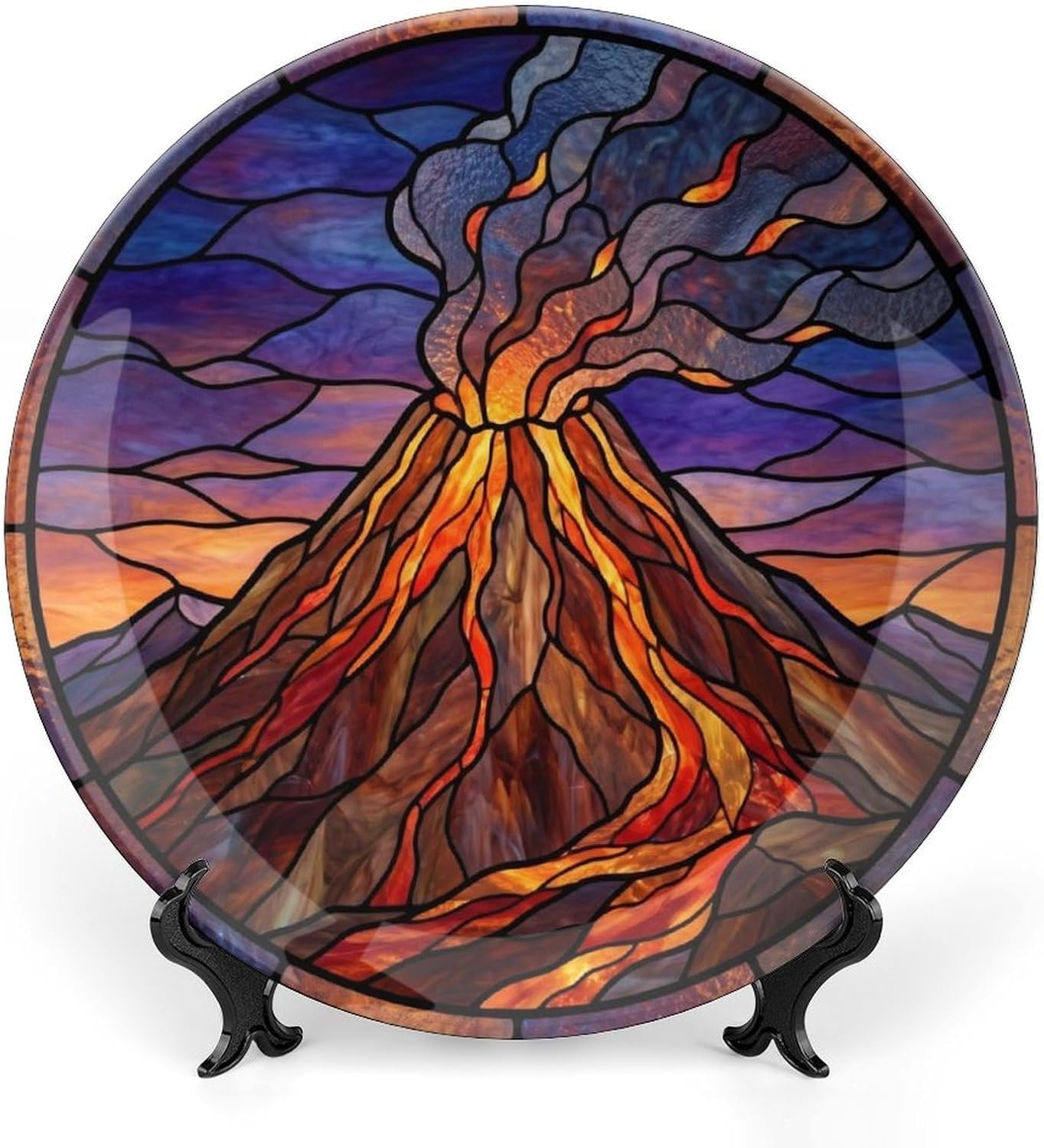 Mountain Plates Ceramic Decor for Housewarming Gifts Household Office Personalized Holiday Idea Gifts Stained Glass Wall Art Hanging Plate with Display Stand And Hook Up, Multi Sizes by Choosing