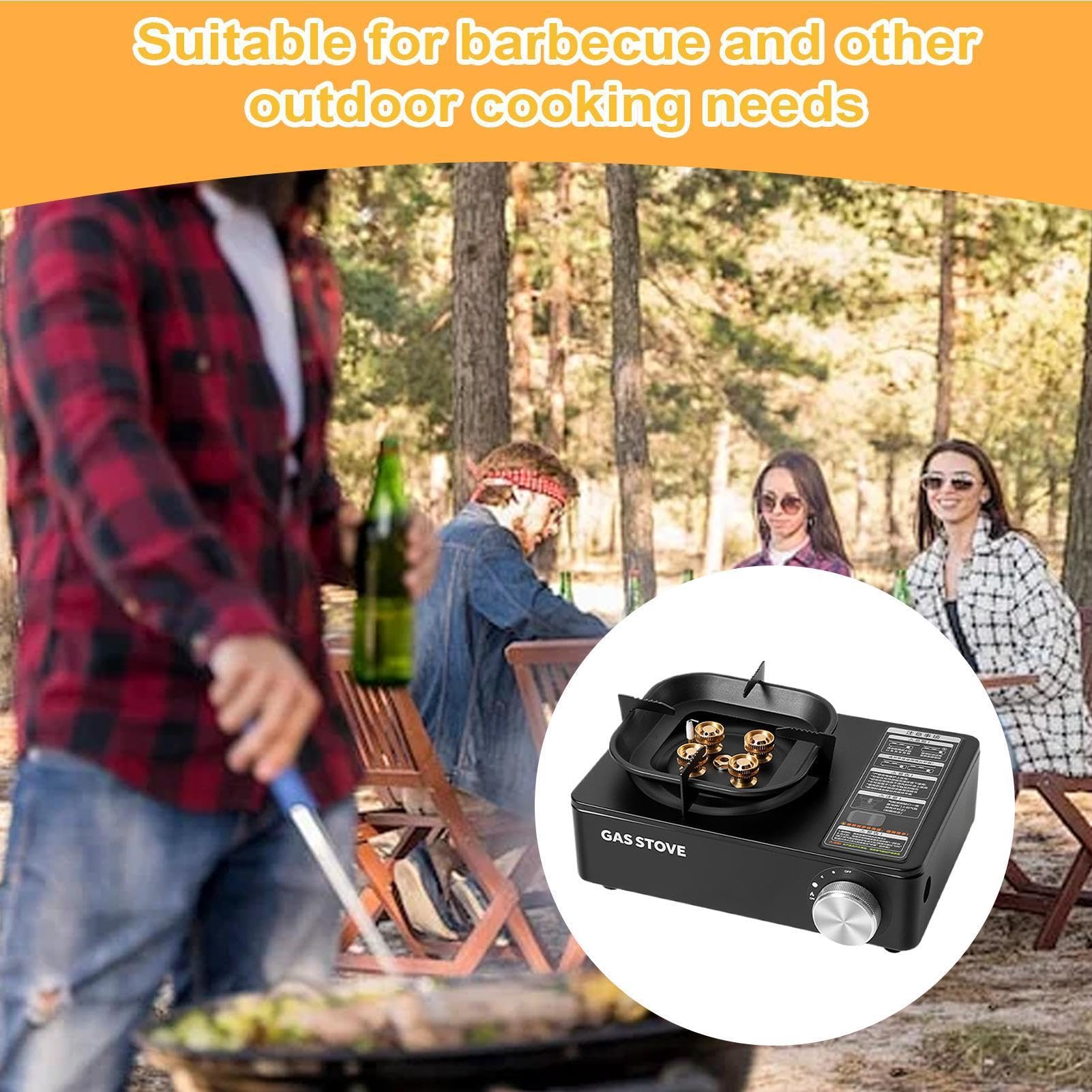 Estufa Camping Utensilios de Cocina Ajustables Talla L | Estufa Camping Portátil Para Parrilla, Tailgating, Barbacoa, Viaje En Autocaravana, Viaje, Pícnic, Senderismo Y Montañismo
