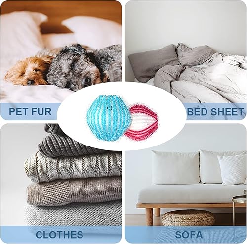 Miniatura 4 de Removedor de pelo de mascotas para lavandería, 12 bolas reutilizables para eliminar pelusas, bola de lavado de secadora para lavadora, removedor de