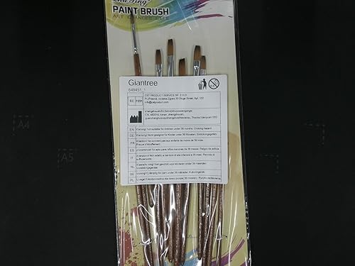 Miniatura 8 de Giantree Juego de 12 pinceles planos, pinceles profesionales de nailon para pintura, pincel de artista de mango largo para acuarela acrílica y