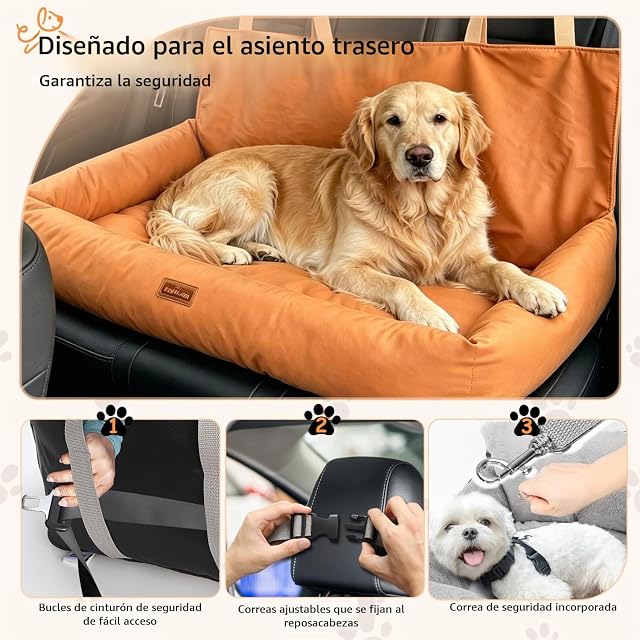 Foto 3 de 6 de Nobleza Asiento de Coche para Perros Medianos a Grandes, Cinturón de Seguridad Estable, Impermeable