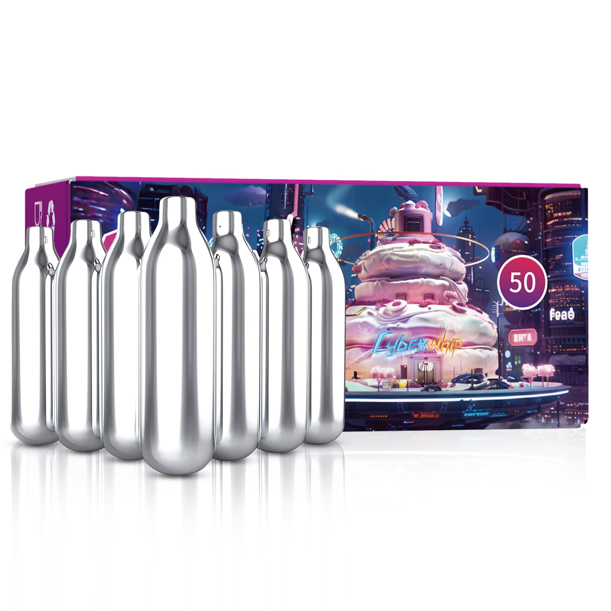 Whipped Cream Chargers N2O Nitrous Oxide 9-Gram Cartridge for Whipped Cream Dispenser, 50 Pack