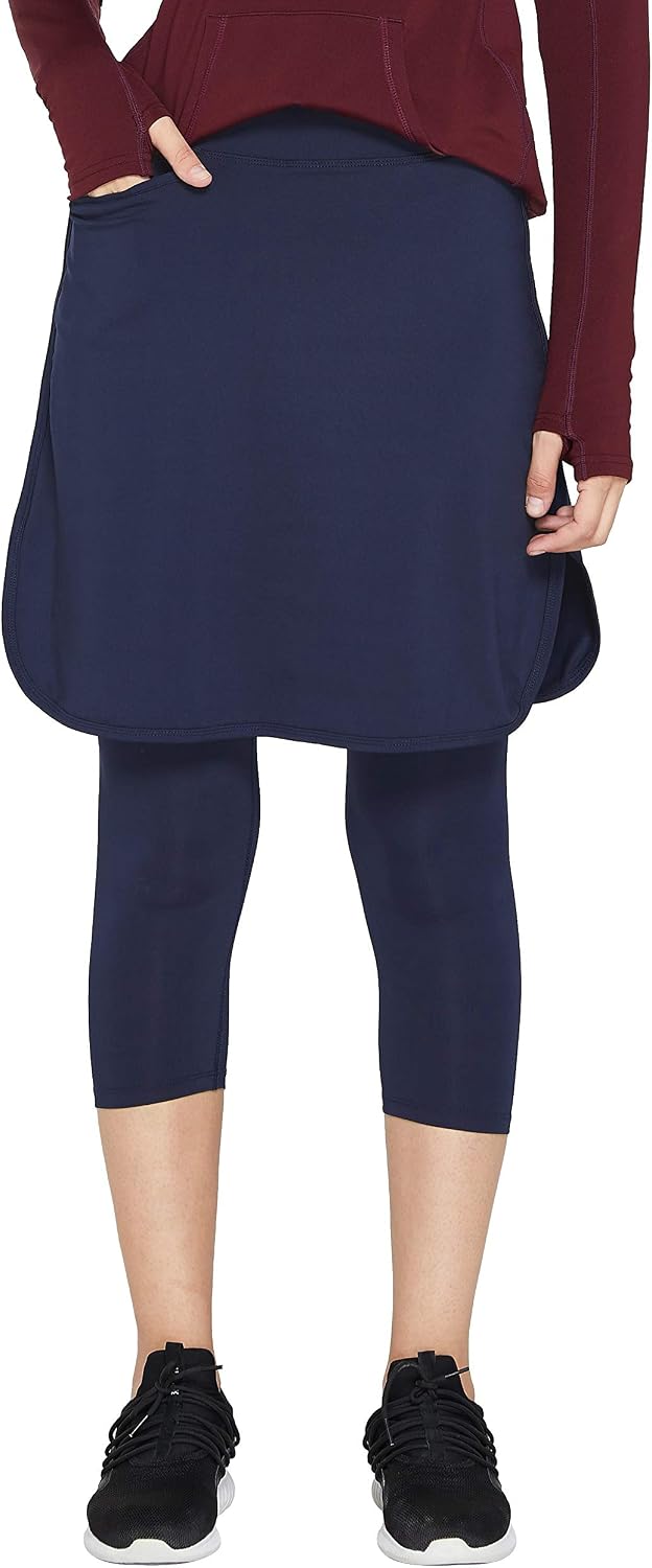 Cityoung Capri with Skirt Attached for Women Athletic Skirt with Leggings Skirt Leggings Modest Skirt Leggings for Women