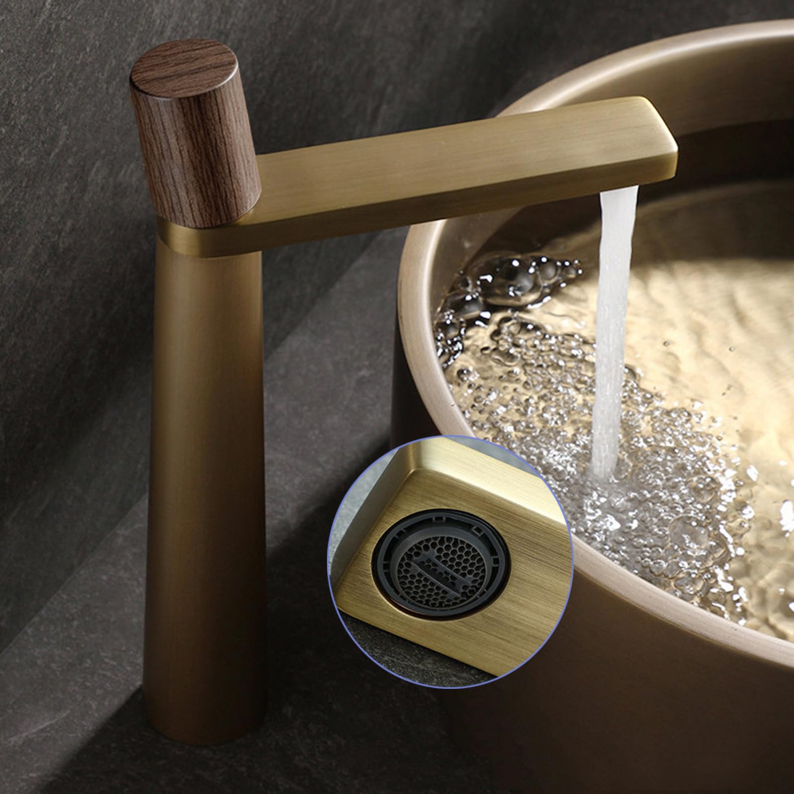 BiaoTeng Grifo Lavabo Antiguo Alto Laton con Manguera G1/2