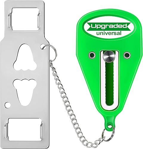 Cerradura de puerta de viaje portátil verde de 1 pieza, cerradura de puerta adicional para asegurar puertas desde el interior, simple y eficaz