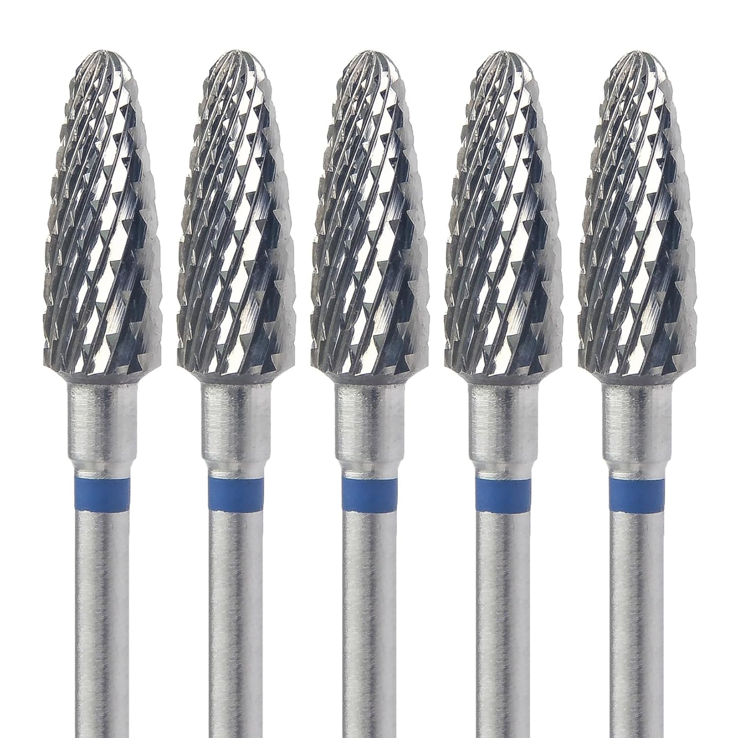 Original KMIZ Nail Drill Bit [5‑Pack] - Carbide Parabolic Corn Shape, 5.0 mm, Medium Grit, 3/32” Shank - E‑File Bit for Gel Polish Removal, Nail Plate Reduction & Callus Treatment