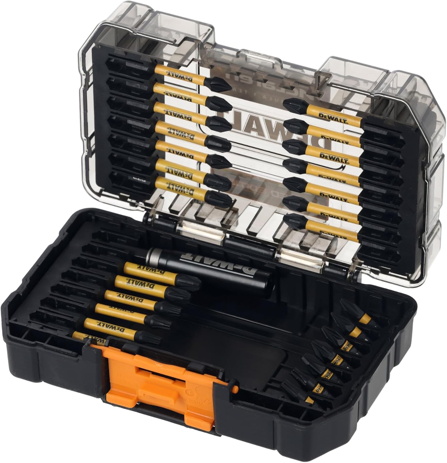 DEWALT 28 Piece McLaren FLEXTORQ Screwdriving Set. Supplied in a Tough CASE+, This is Part of a connectable case System TSTAK™ Compatible. Tough Cases can be Clipped Together for Easy Transportation.