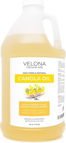 velona - Aceite de semilla de canola de 64 onzas Aceite portador 100% puro y natural Refinado, prensado con expulsor Cocina, aderezo, piel, cara,