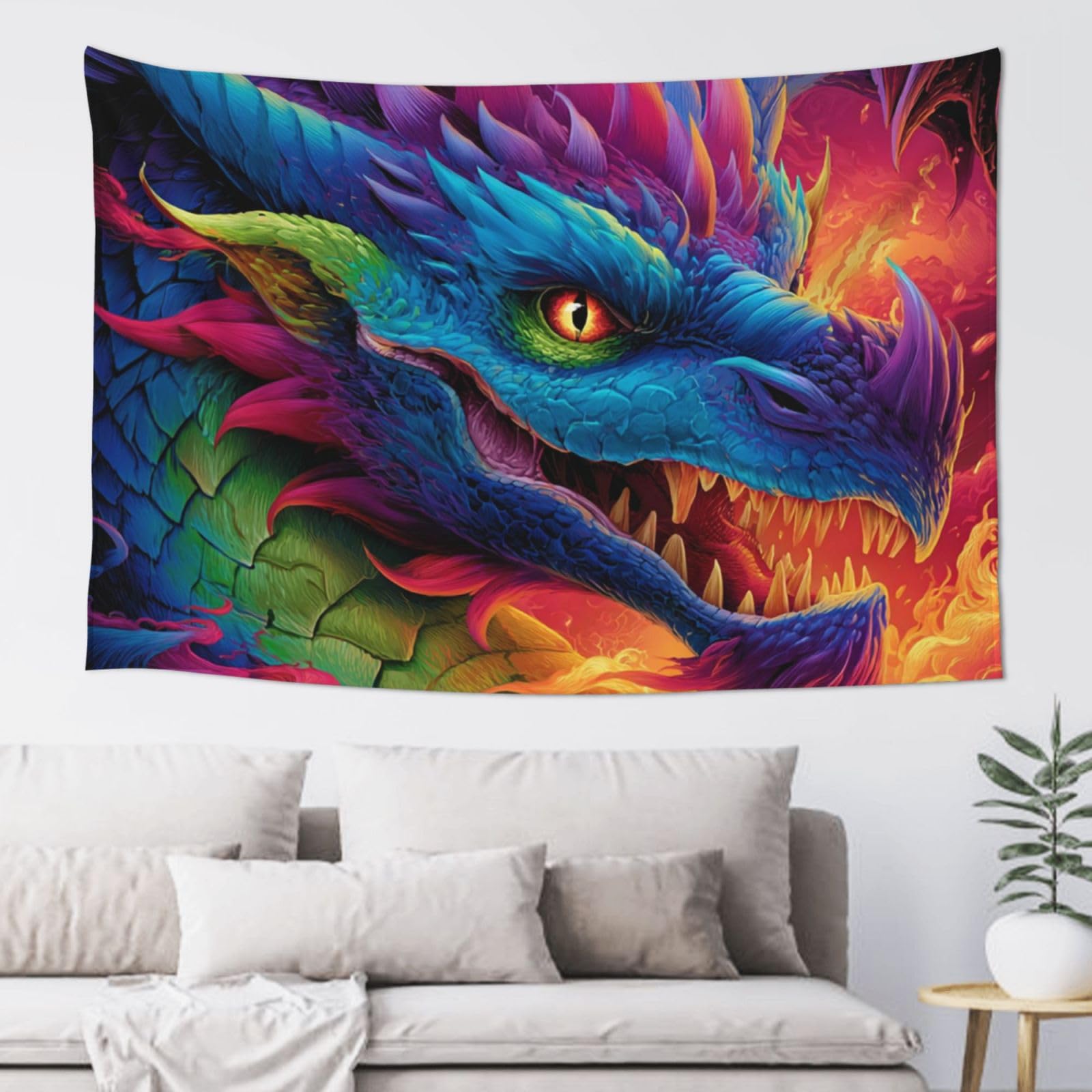 QLDETUPWLX Tapestry 152x102 cm Wall Hanging for Living Room Colorful of dragons Tapestries Home Decor Soft Aesthetic Tapestries Hanging Decor Blanket Wall Tapestry for Bedroom Dorm Indoor Outdoor