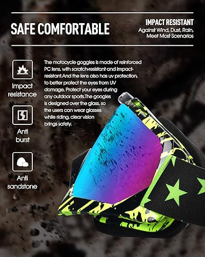 Vista 30 de Dirt Bike Goggles Motorcycle Gear ATV Riding Motocross Dirtbike 4-Wheeler Accessories Ski Fit Over The Glasses