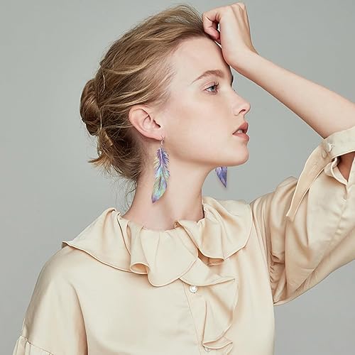 Miniatura 6 de SUPERDANT Troqueles de corte de plumas, 4 formas, aretes de plumas, plantilla de troquelado de madera, álbum de recortes, bricolaje, manualidades,