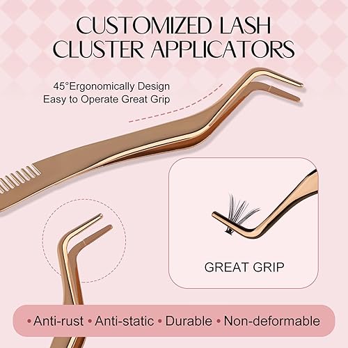 Miniatura 5 de Kit de extensión de pestañas para bricolaje, 240 unidades de racimos de pestañas de terciopelo de banda fina, pestañas individuales, kit de