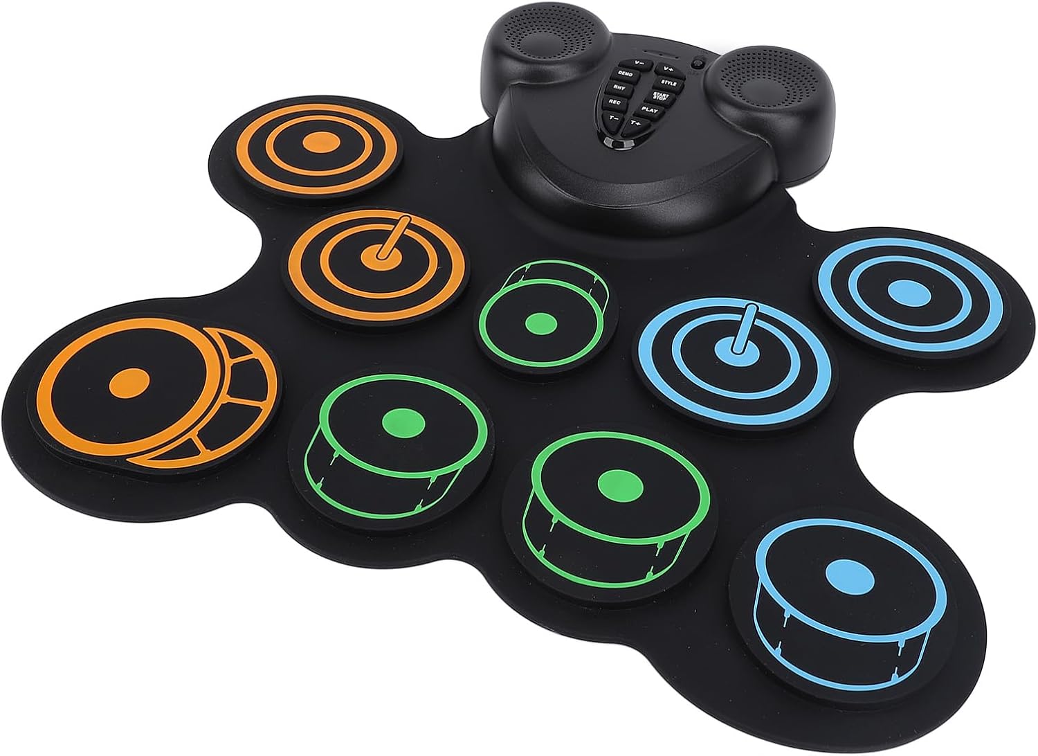RiToEasysports Roll Up Practice Drum Pad Portable Electric Drum Set USB Rechargeable with Dual Speaker Soft Pads Lightweight for Music Games Gifts