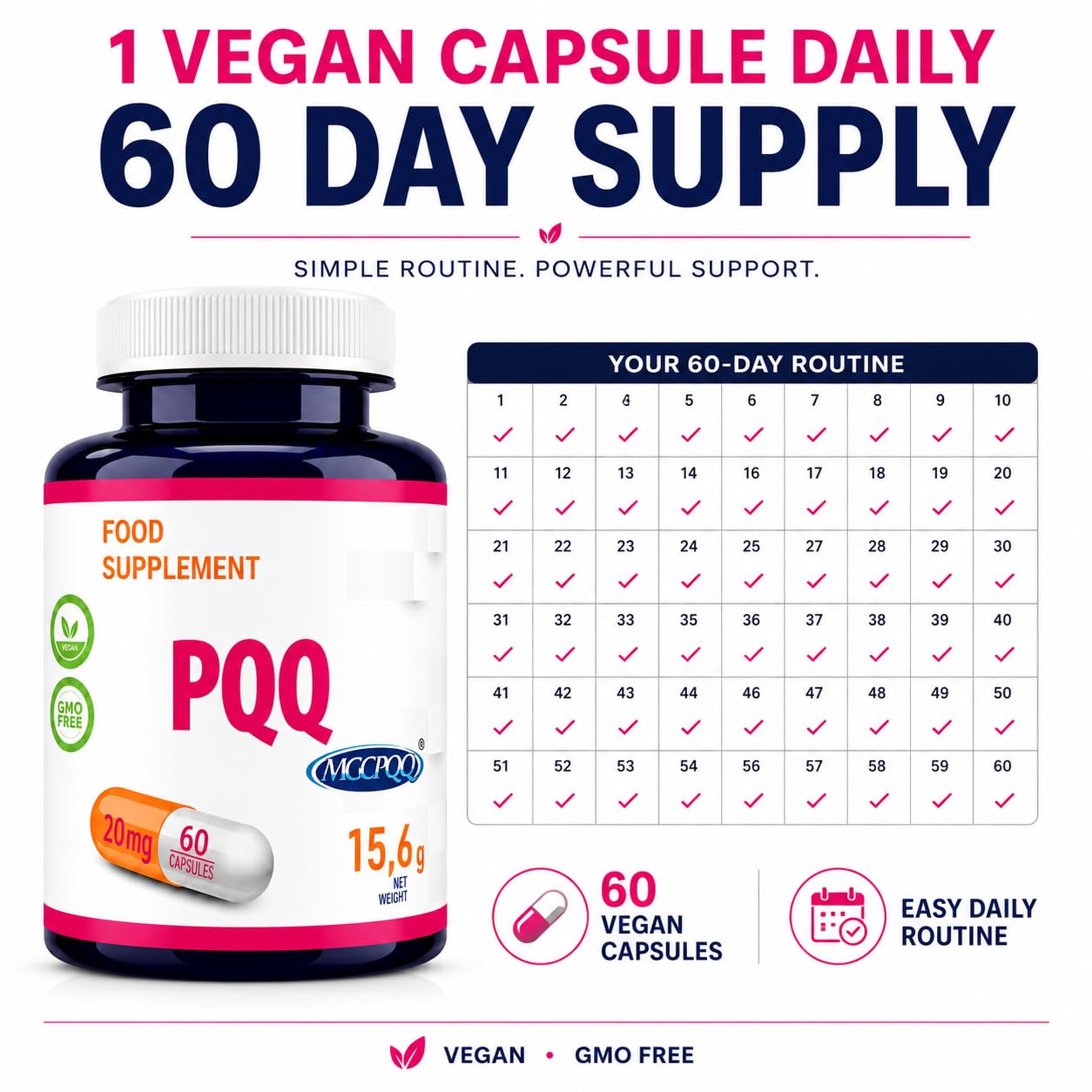 Hepatica PQQ 20 mg (MGCPQQ®) Pyrroloquinoline Quinone 60 Gélules Véganes