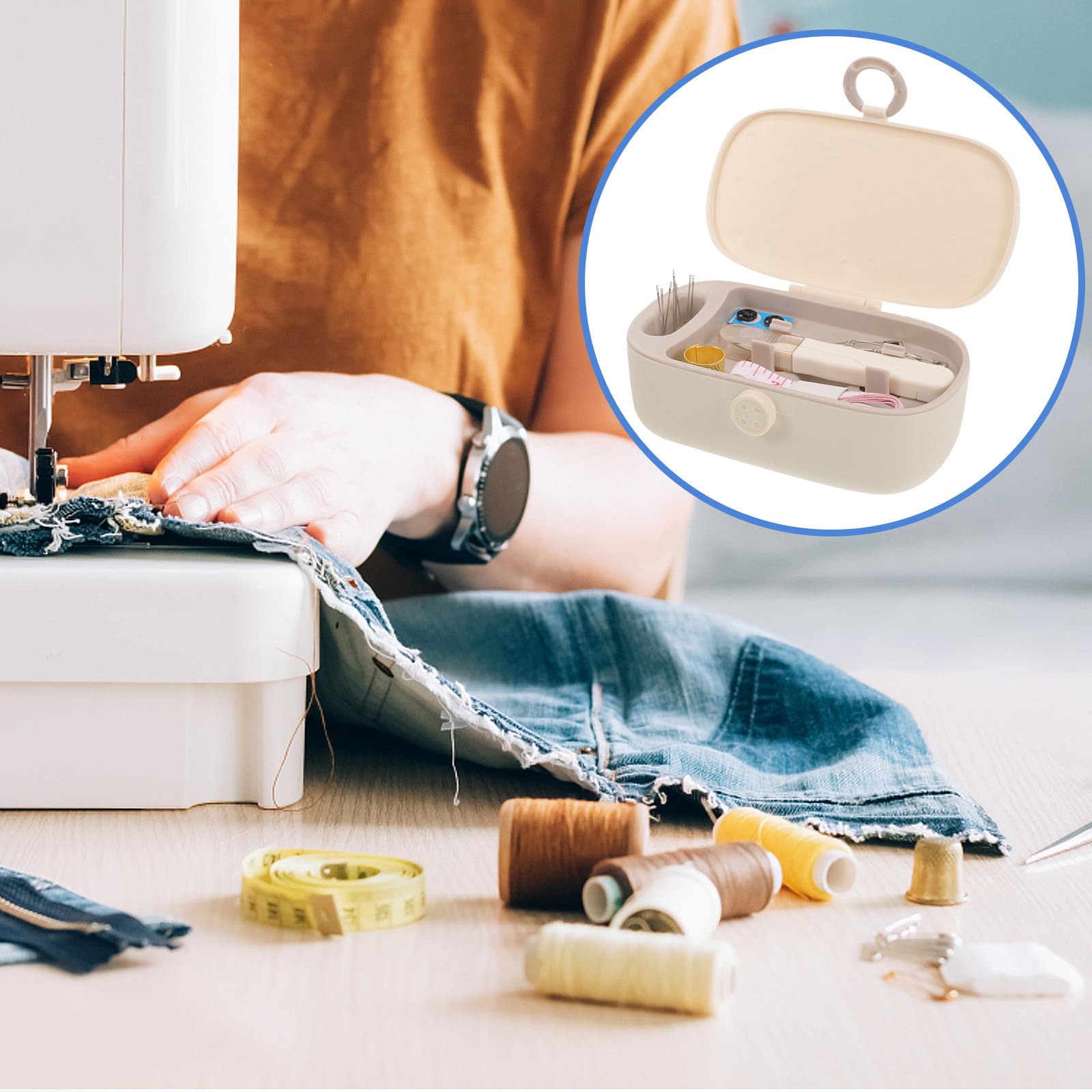 Caja de Costura Portátil, Agujas y Accesorios de Manualidades