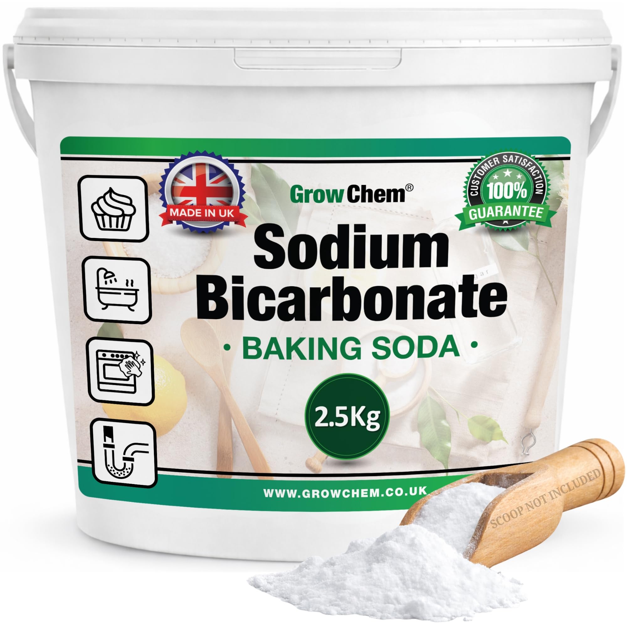 Baking Soda, Sodium Bicarbonate (2.5kg Bucket) UK MADE Baking Soda for Cooking, Cleaning, Bath Bombs, Odour Removal and Teeth Cleaning. Eco Friendly Bicarbonate of Soda.