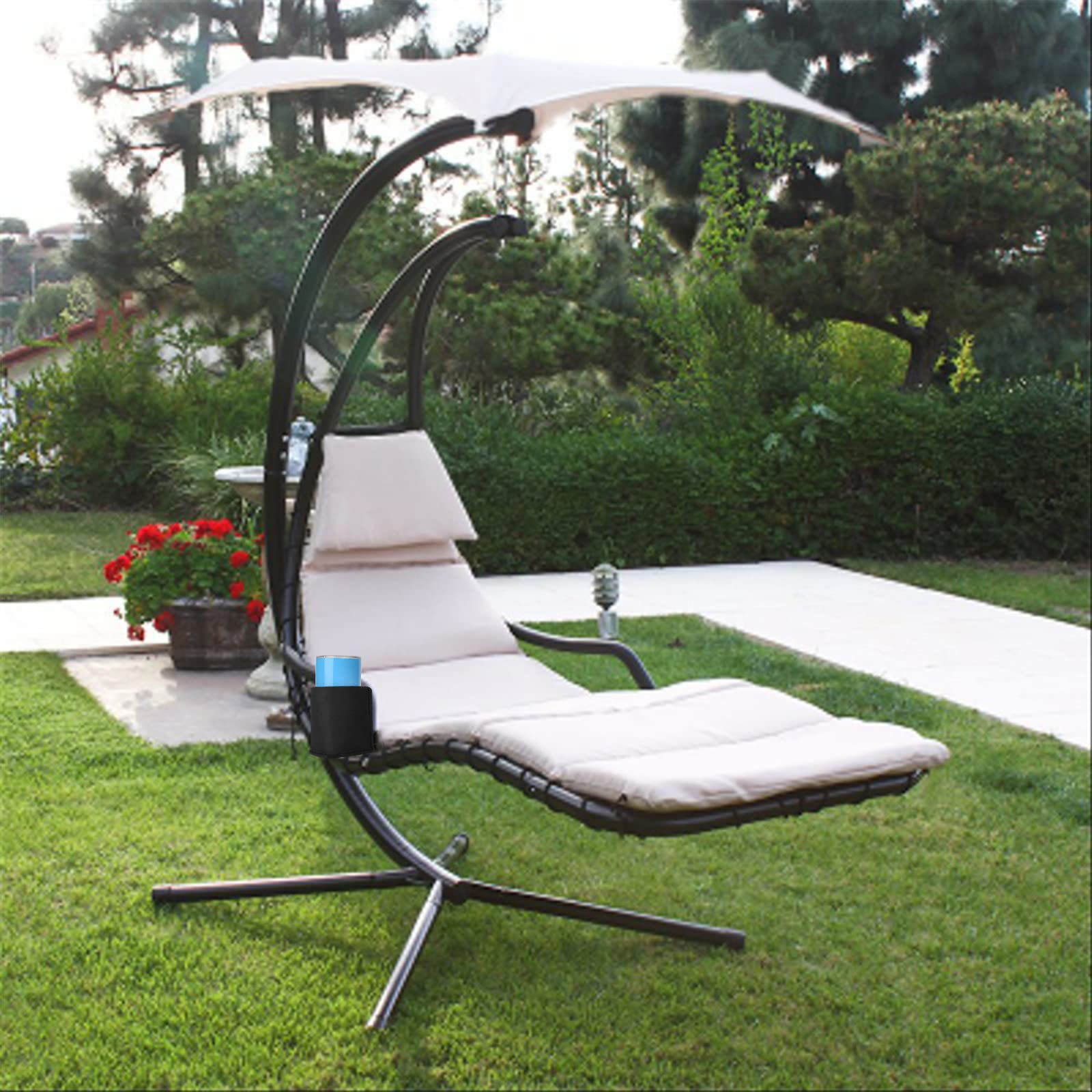 Soporte para tazas para beber, soporte para tazas de silla curvada para patio, soporte para bebidas para silla de columpio, hamaca, silla de mimbre, silla de huevo, portavasos universal y soporte para 5