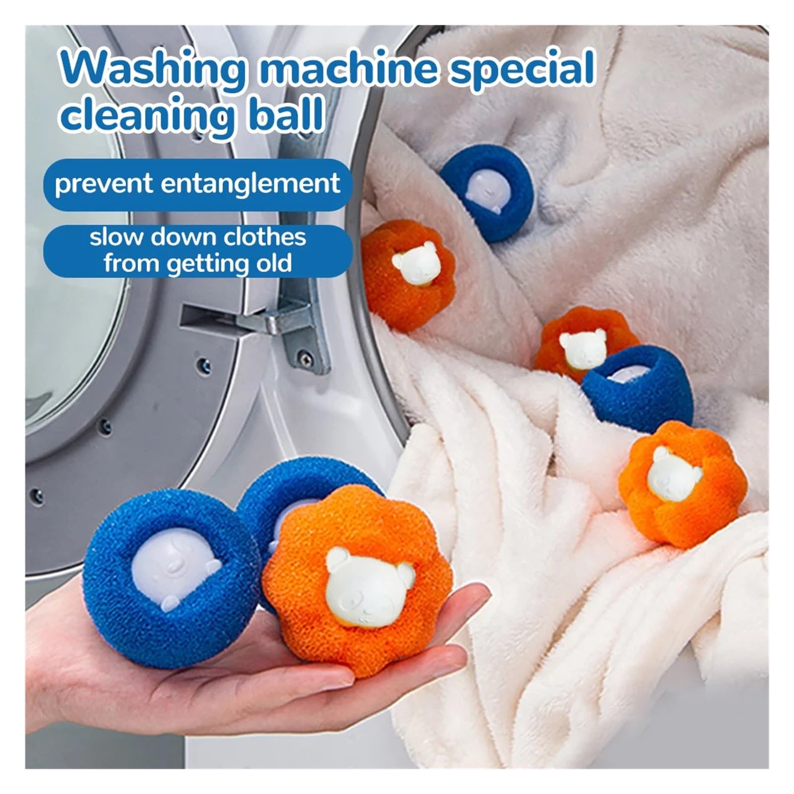 Magisches Wäscheball-Set, Wiederverwendbare Kleidung, Haarreinigungswerkzeug, Tierhaarentferner, Waschmaschine, Katze, Hund, Haarfänger, Wäscheball Hocheffiziente Reinigung(Orange-60PCS)