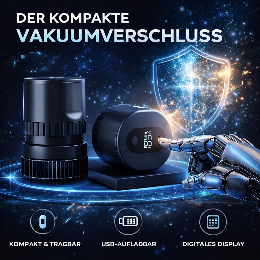 EcoSeal™ Pro Vakuumierer Vakuumiergerät für alle Gläser - Verbessertes Modell!