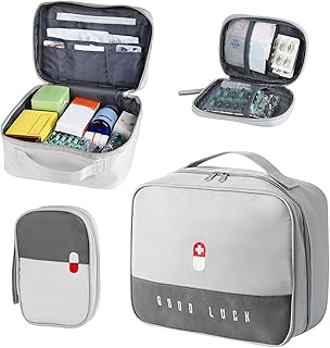 GHVACZS 2 Stück Medikamententasche, Wasserdicht Reiseapotheke Tasche, Große und Klein Erste Hilfe Tasche, Tragbar Medizin Aufbewahrungstasche für Hause Büro Reisen