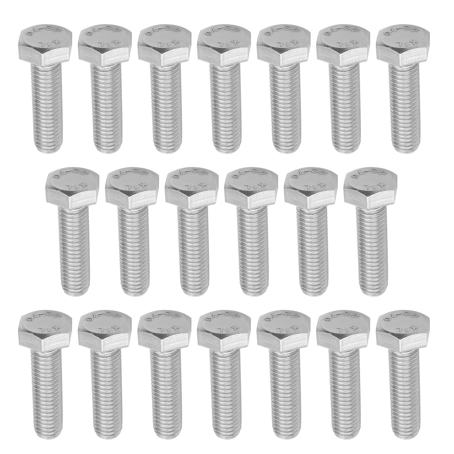 20Pcs 304 Stainless Steel Hex Bolt M8×1.25mm Pitch 2.36 inch Length Hex Head Screw Bolts Silver Fully Threaded Hex Tap Bolts