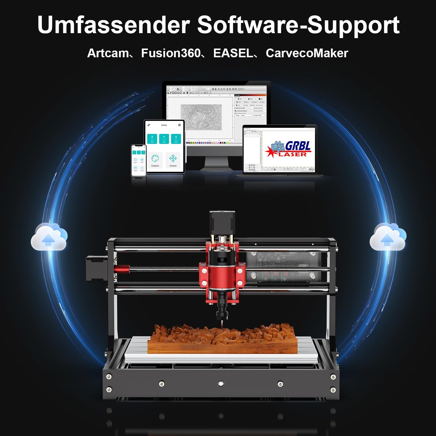 Twotrees TTC 3018 Pro CNC Fräsmaschine, 3-Achsen Ganzmetall Fräsmaschine | 300x180x40mm Arbeitsbereich Desktop Graviermaschine für Holz/Acryl/MDF/PCB, GRBL-Gesteuert, DIY Holzschnitzen, Fräsen
