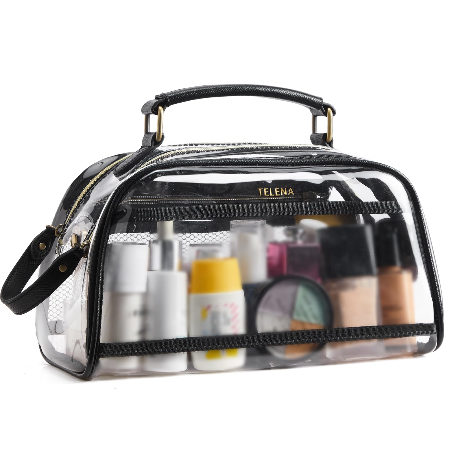TelenaClear Toiletry Travel Cosmetic Bag - Makeup Organizer for Women Water Resistant Make Up Toiletries Bags Kit for Traveling