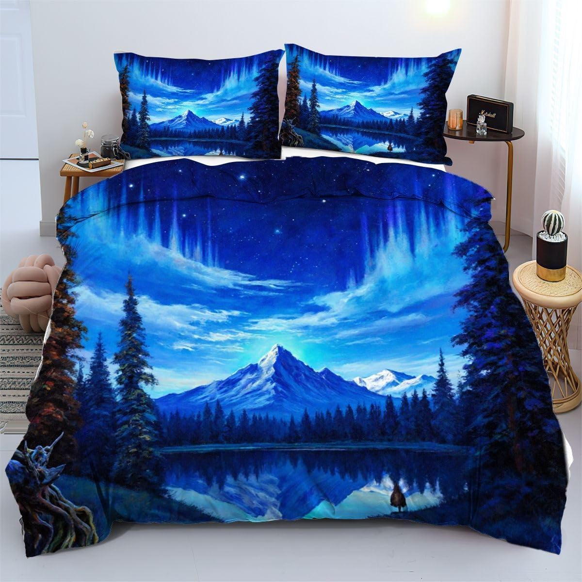 Housse de couette microfibre légère parure de lit 240x260 cm sobre