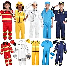 Toddler Dress Up Clothes Kids Boys Costumes for Play 5 Sets Includes Astronaut Doctor Firefighter Construction Police Kids Toddlers Boys Halloween Costumes Birthday Gifts for Age 3 4 5 Year Old