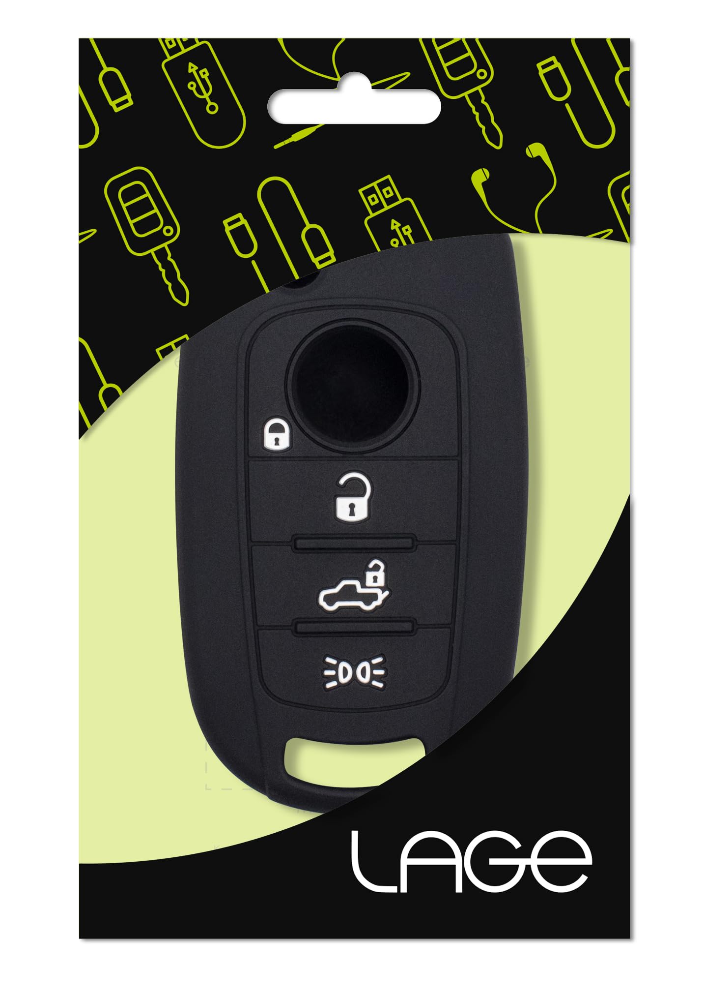 Silicone Cover Chiave per Telecomando Auto Fiat 500X 4 Tasti NERO